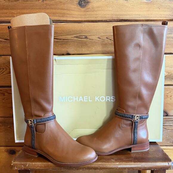 Michael Kors Mindy Tall Brown Boots Womens 7.5 New In Box - Picture 1 of 5
